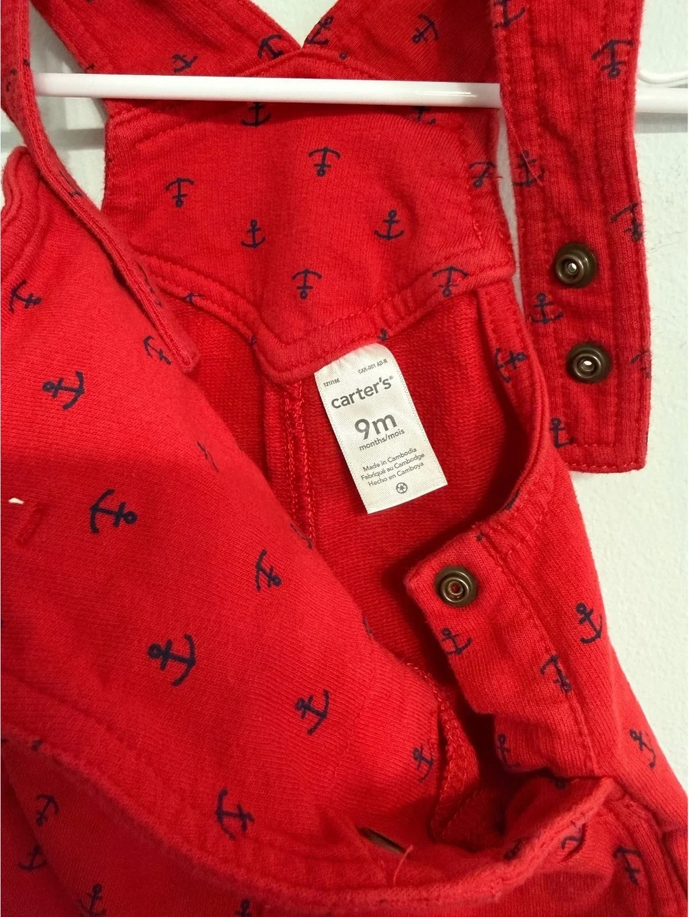 Carter's 9M Red Anchor Print Baby Overalls